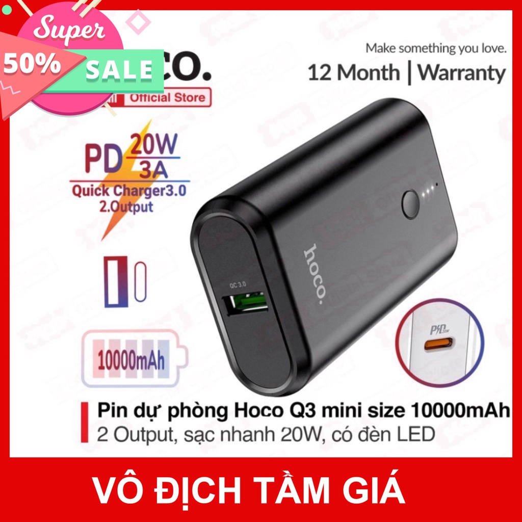 (Sale)  Sạc Dự Phòng mini Siêu Tốc 20W Q3.0. 10000mah. Sạc Dự Phòng Chính Hãng Hoco Q3 TGPK8999