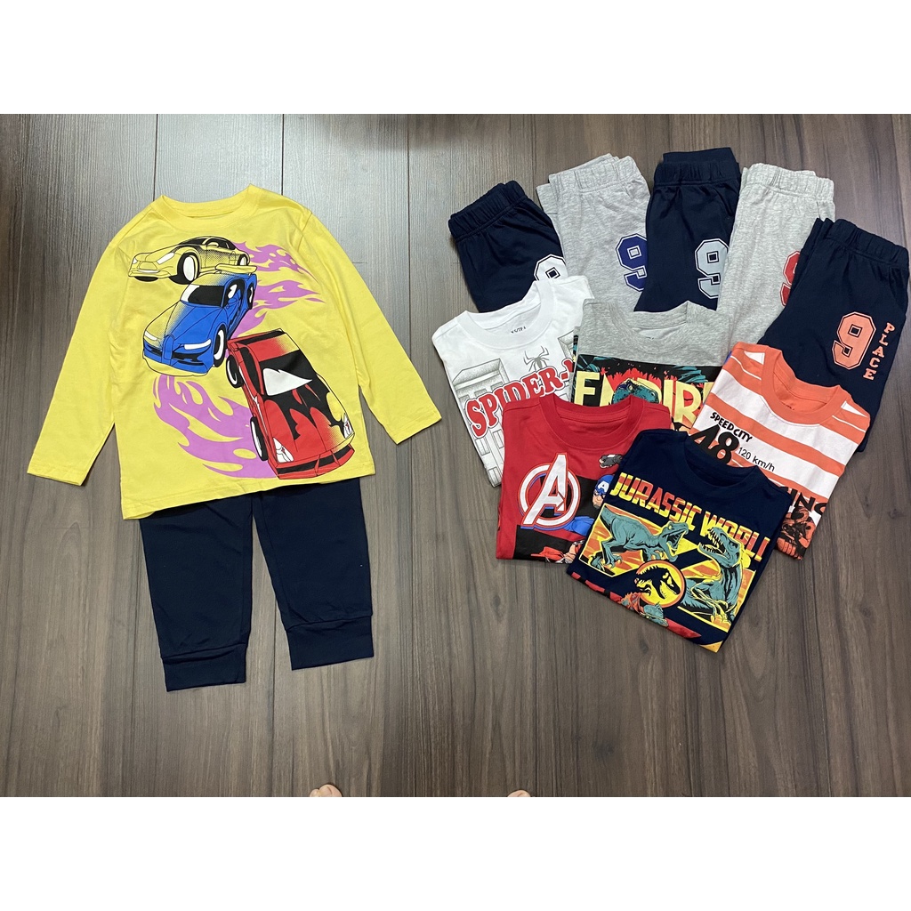 Bộ cotton dài tay place in hình cho bé trai dòng đại