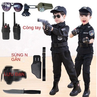 Quần áo SWAT trẻ em, đồng phục sĩ quan cảnh sát, quân nhỏ, com lê, trang nam sinh và nữ sinh, công an