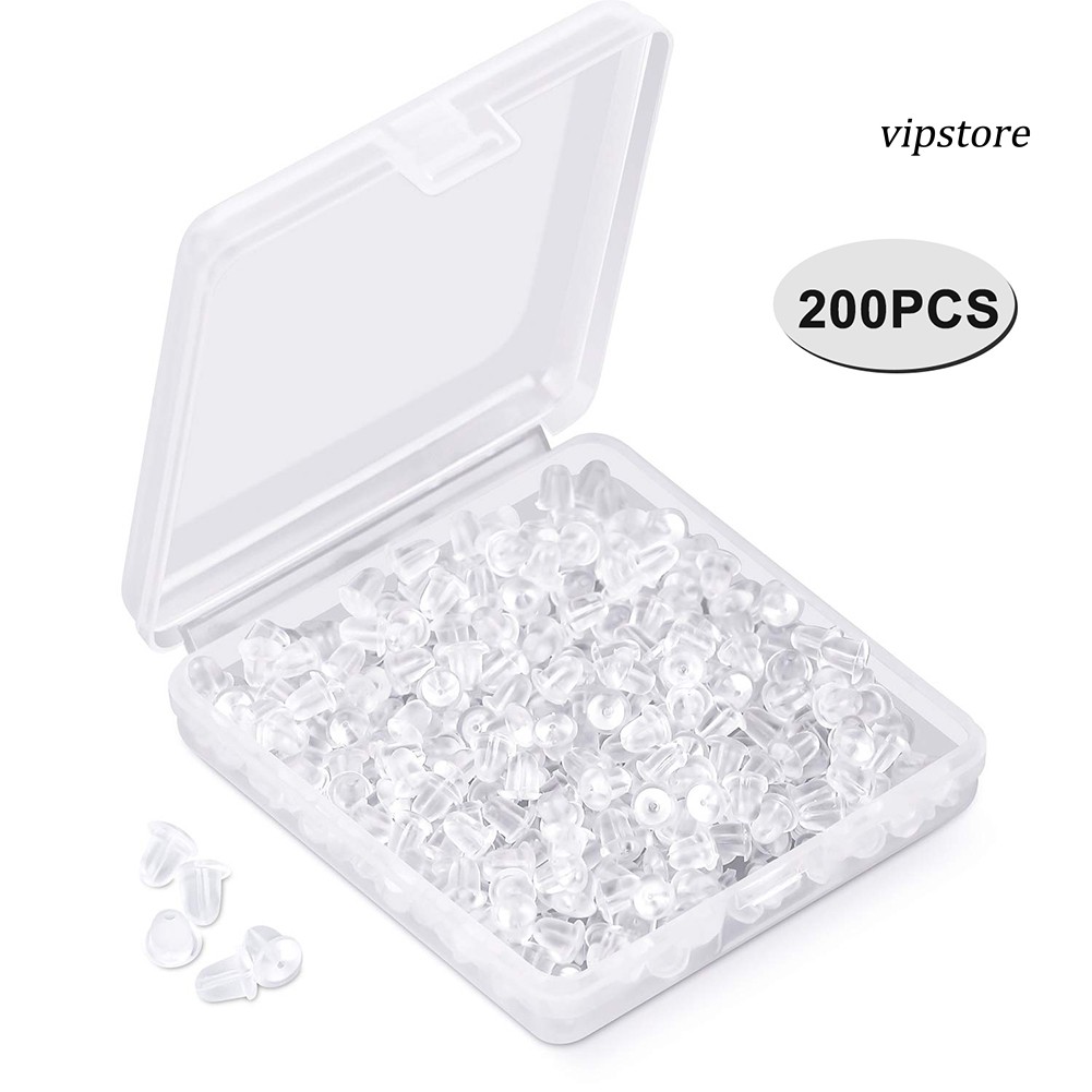Set 200 nút silicon chặn khuyên tai an toàn
