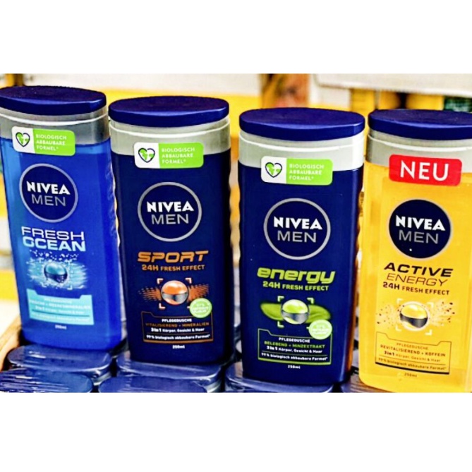 Sữa tắm nam 3 trong 1 hương thơm Nivea for men nhiều màu hàng Đức 250ml - Shop Viloet