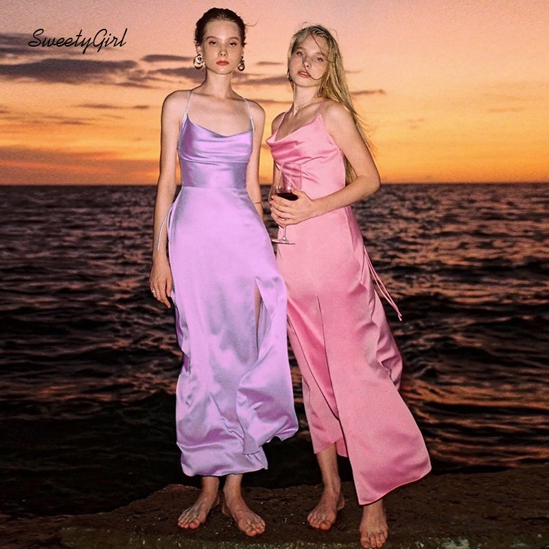 Đầm Maxi Hai Dây Màu Trơn Thời Trang 2022 Quyến Rũ Cho Nữ