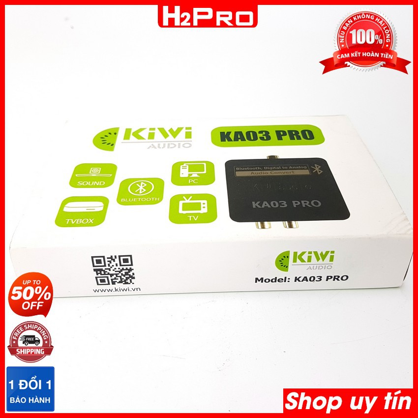 Bộ chuyển đổi âm thanh KIWI Audio KA03 PRO-Bluetooth, bộ chuyển đổi âm thanh cao cấp tặng dây quang 30K (Chiếc)