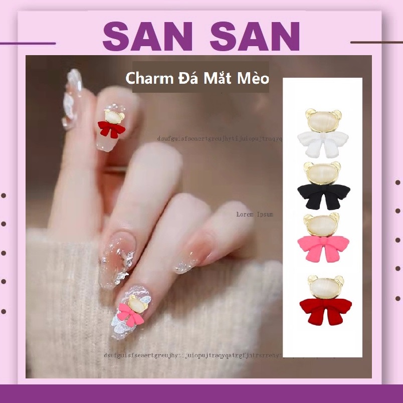 Charm đá mắt mèo đính móng cực đẹp