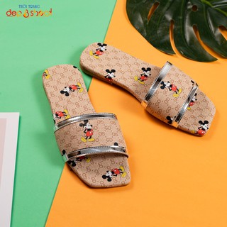 Dép nữ quai ngang hình Micky thời trang HOT TREND Dep&shock có size lớn 41 42 43