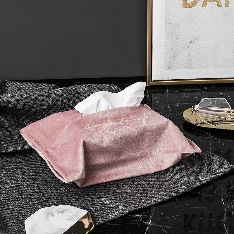 Hộp đựng khăn giấy bằng vải nhung thêu họa tiết đáng yêu nhiều màu sắc