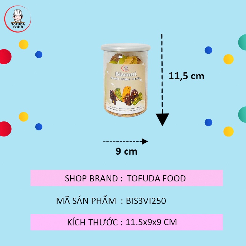 Bánh Biscotti nguyên cám mix 3 vị trà xanh vani cà phê ăn kiêng tăng cơ giảm cân, tiểu đường, eatclean TOFUDA BIS3VI250 | BigBuy360 - bigbuy360.vn