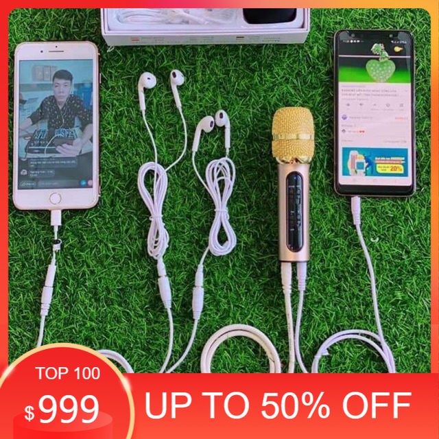 Mic c11 nâng cấp 2 dây cải tiến dây livestream chia tai nghe dài 2 mét, tặng thêm tai nghe để hát song ca-