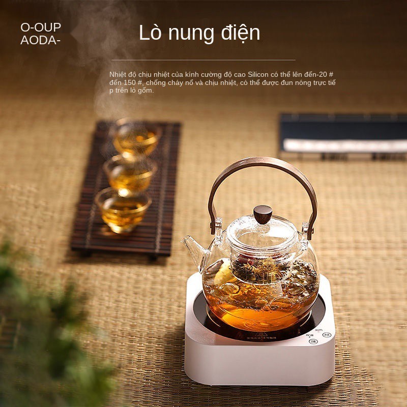 Ấm thủy tinh Ấm pha trà Bếp điện từ đôi kiểu Nhật, máy pha trà, đun nước sôi, nâng hạ, pha ấm trà, ấm đơn trong suốt, bộ