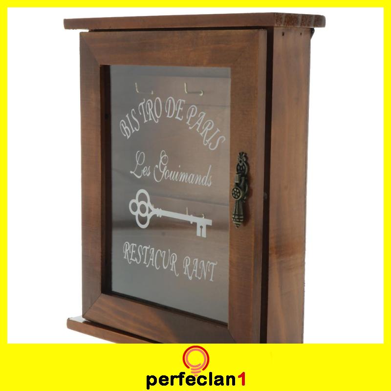 Tủ Đựng Chìa Khóa Bằng Gỗ Vintage Có Móc Treo Kích Thước 21x6x25cm. - Màu Nâu