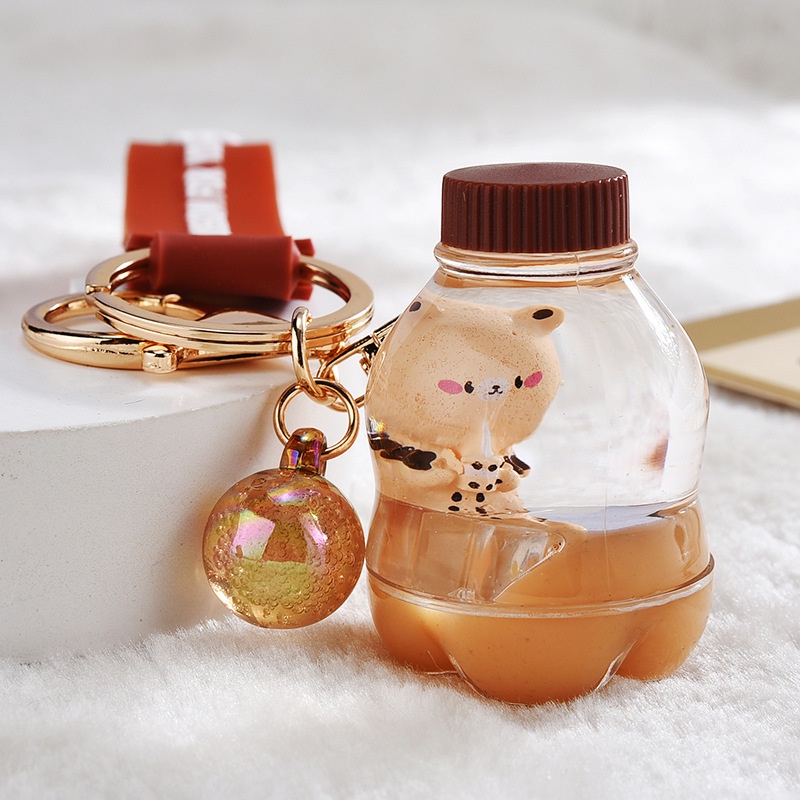 Móc Khóa Hình Ly Trà Sữa Đính Hạt Ngọc Trai Dễ Thương