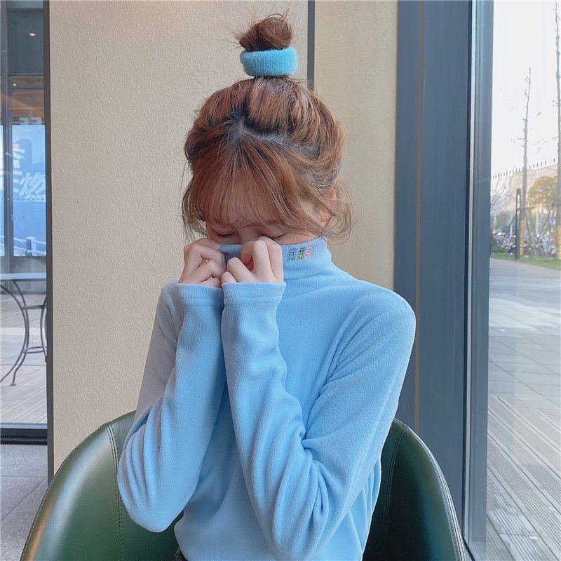 Áo Thun Nữ Vải Lông Cừu Dày Màu Kẹo Ngọt Thời Trang Mới