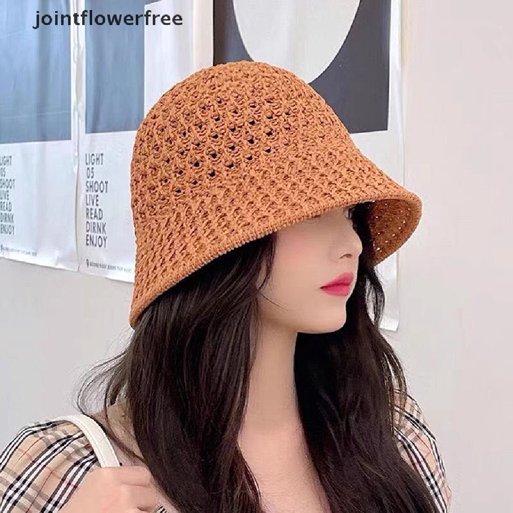 Mũ bucket đan móc thủ công có thể gấp gọn thời trang mùa hè cao cấp