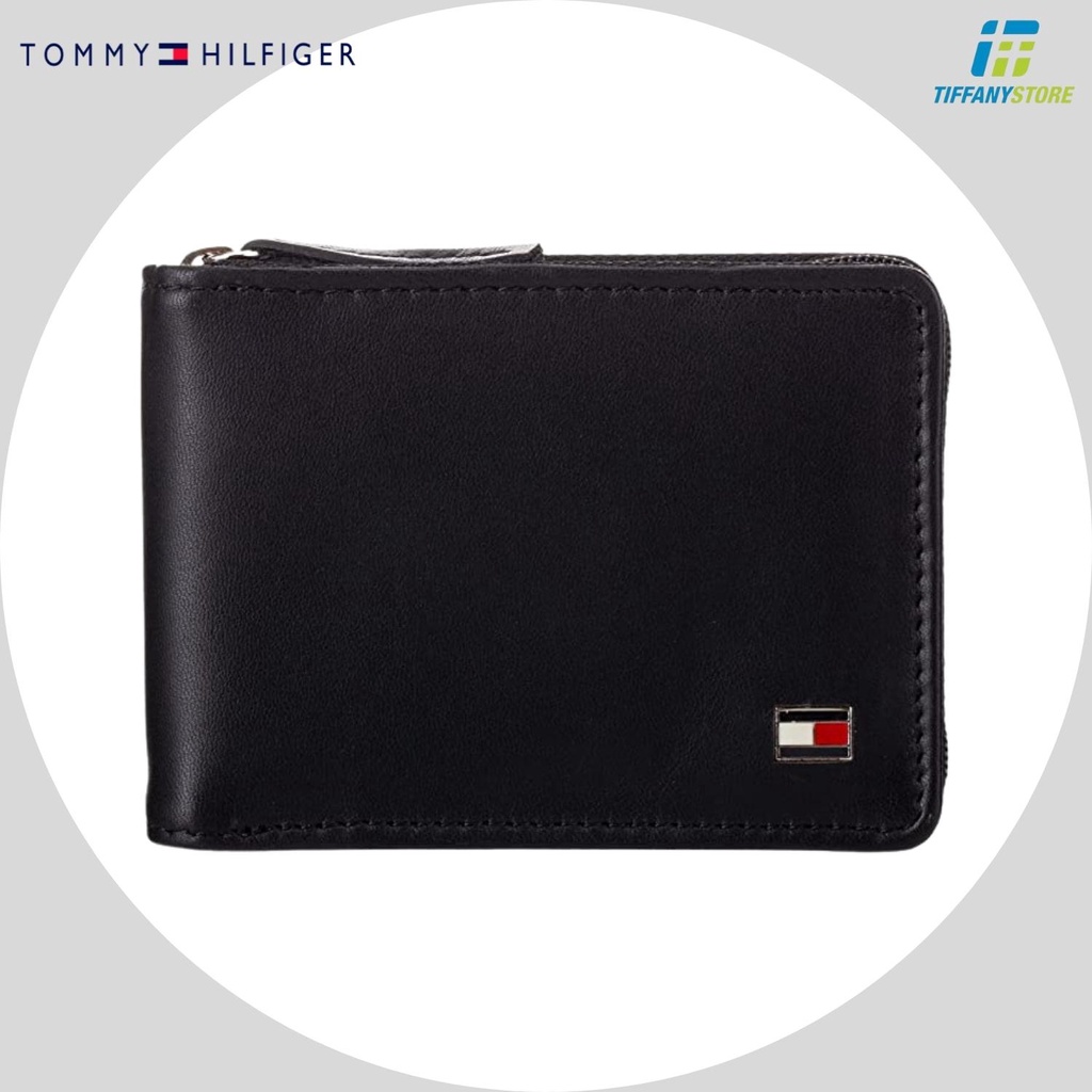 Ví nam Tommy Hilfiger Mens Oxford Ziparound Wallet, Black - 31TL13X032