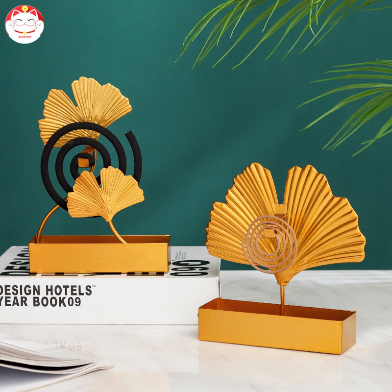 Mosquito Coil Holder Ginkgo Leaf Summer Day Iron Mosquito Repellent Incenses Rack Plate Indoor Home Decoration