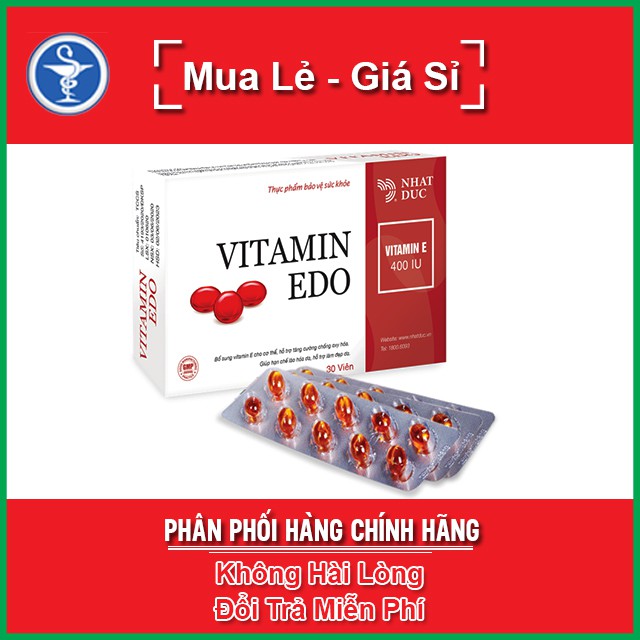 VITAMIN EDO - Bổ sung vitamin e cho cơ thể giúp ngăn ngừa lão hóa, đẹp da Hộp 30 viên