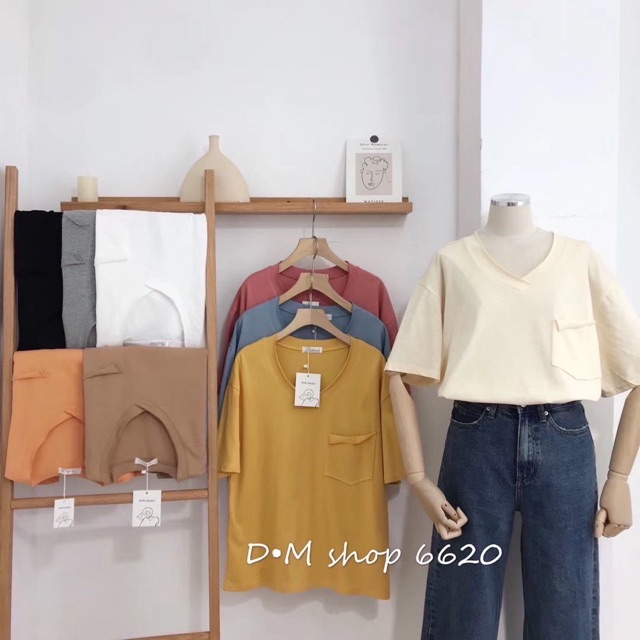 Áo cổ tim túi ngực basic - hàng QC | BigBuy360 - bigbuy360.vn