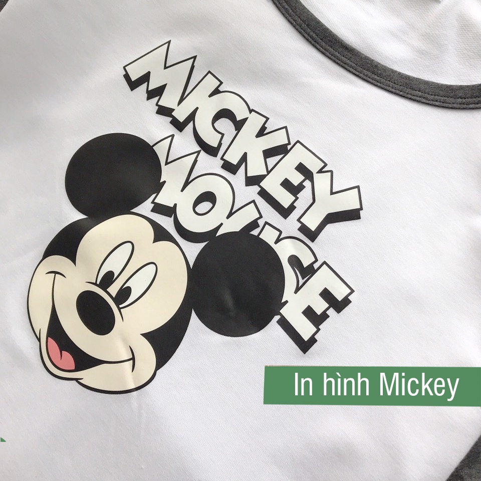 Bộ Mặc nhà Nữ Set Bộ Tay Ngắn Quần Đùi Họa Tiết Mickey Sắc Nét Chất Thun Coton Mềm Dễ Thương Mặc Nhà Thoải Mái
