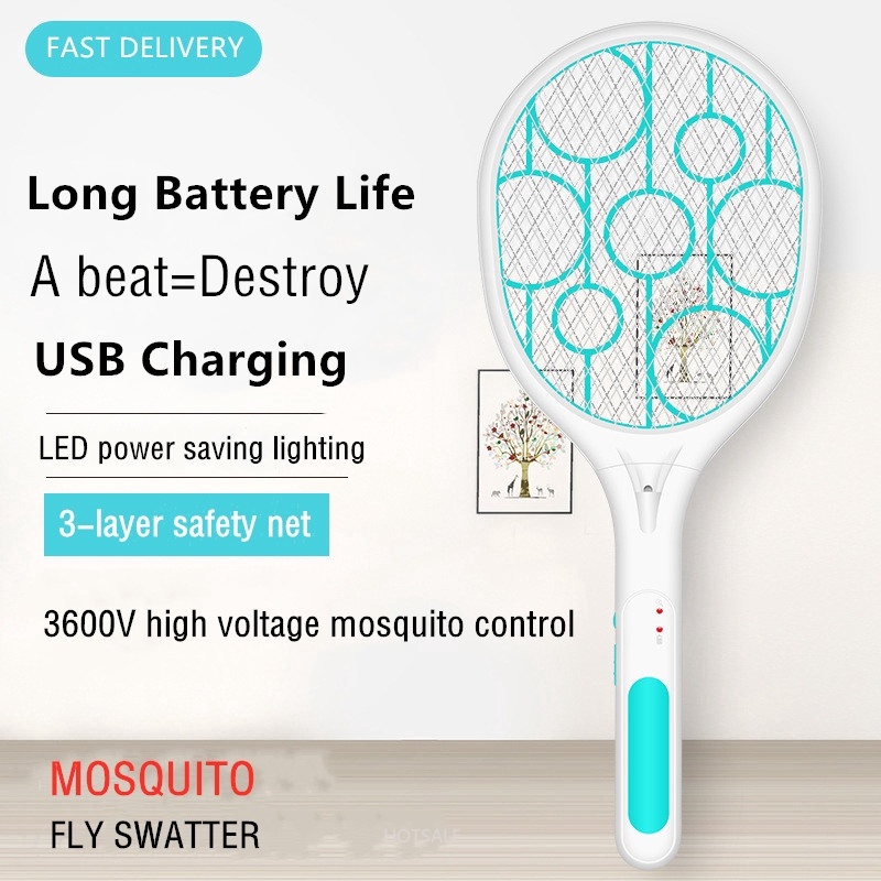 Vợt điện diệt muỗi cổng sạc USB tiện dụng