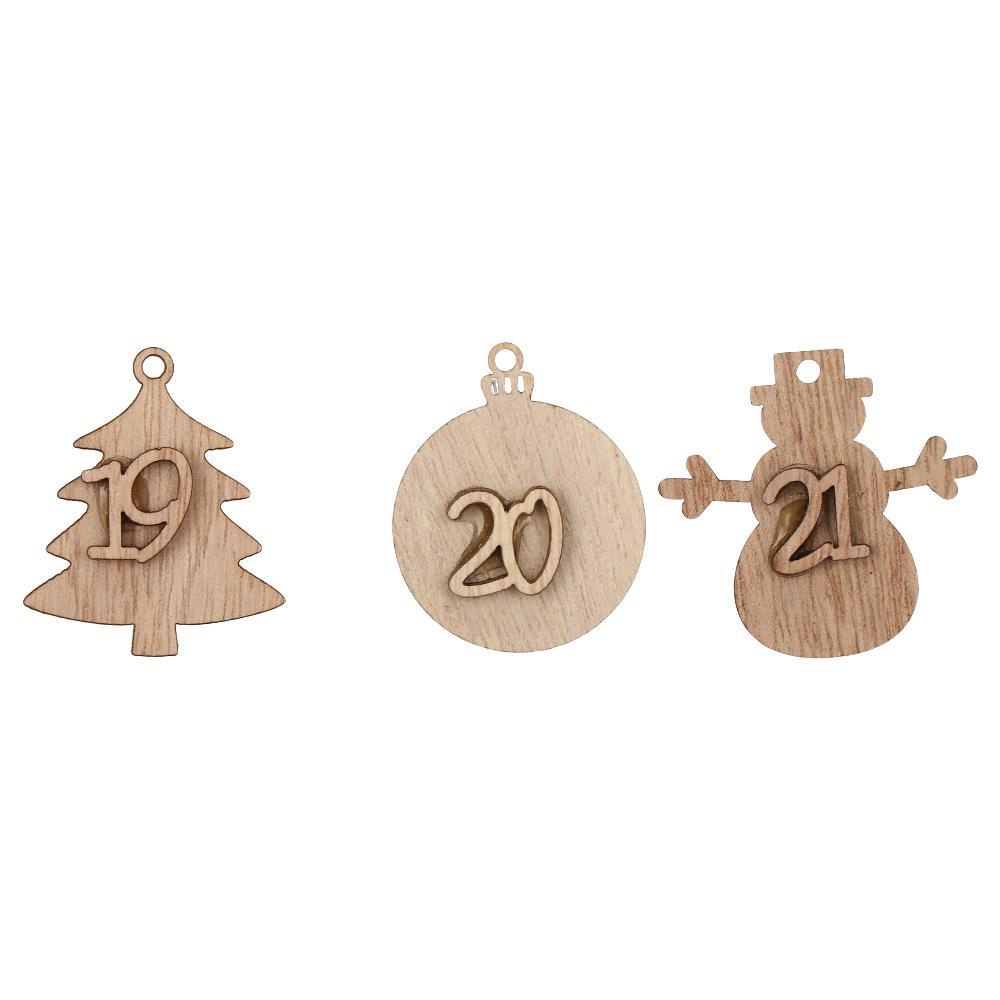 YEW Set 24 Phụ Kiện Trang Trí Giáng Sinh Bằng Gỗ Hình Số