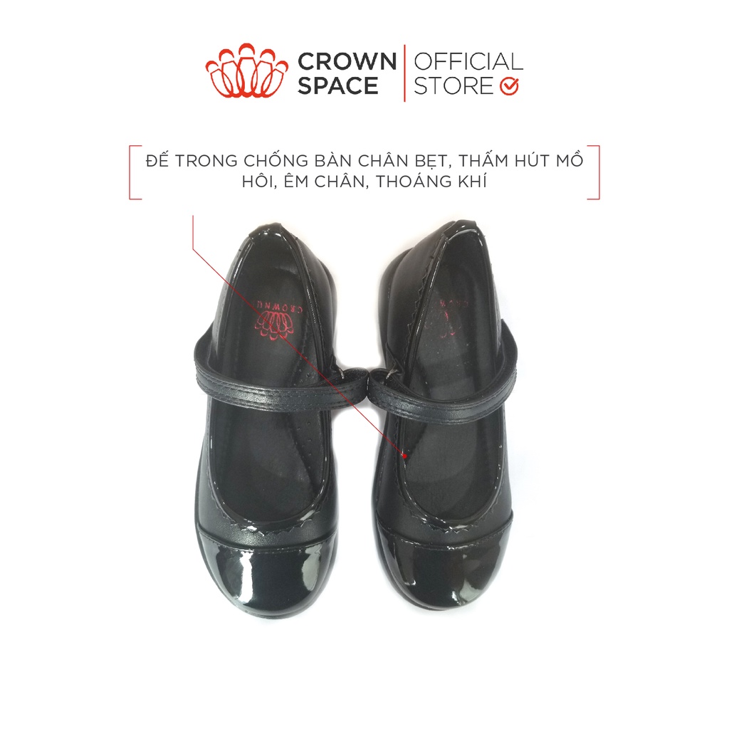 Giày Búp Bê Đen Đi Học Bé Gái Crown Space UK School Shoes CRUK3030 Size 28-36/4-14 Tuổi