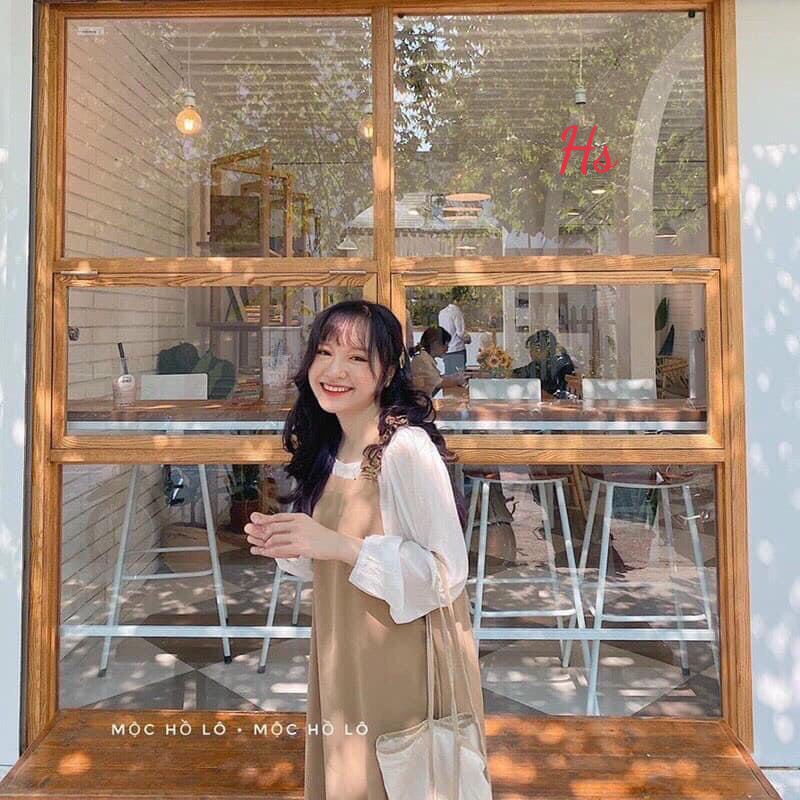 Set Váy Yếm Nhung Nhỏ Xẻ Tà Vintage Xinh Xắn Bơ Store | BigBuy360 - bigbuy360.vn