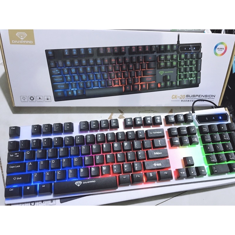 Bàn Phím Gaming  GK20 Có Đèn Led 7 Màu,Phím Giả Cơ Led Siêu Đẹp Chuyên Chơi Game, Văn Phòng Cho Máy Tính Laptop