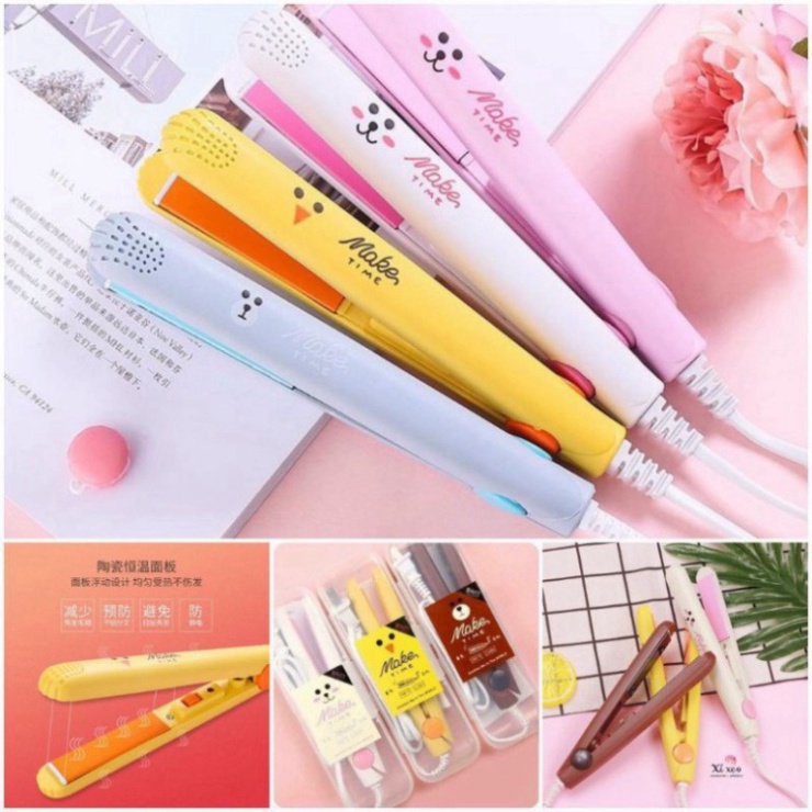 Máy Là Tóc Uốn Duỗi Kẹp Tóc Mini Da Năng  Mỹ Phẩm Hana Bảo hành 12 tháng