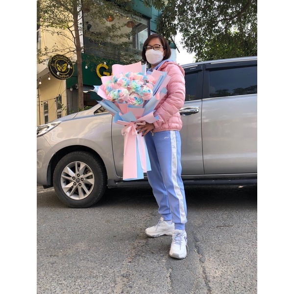 Bó hoa sáp cao cấp 15 bông dạ quang 7 màu pastel phát sáng trong đêm làm quà tặng 8/3