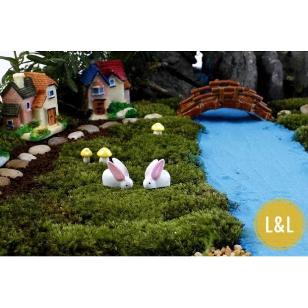 Tiểu cảnh trang trí - Chú thỏ trắng làm phụ kiện sen đá xương rồng, terrarium, charm slime