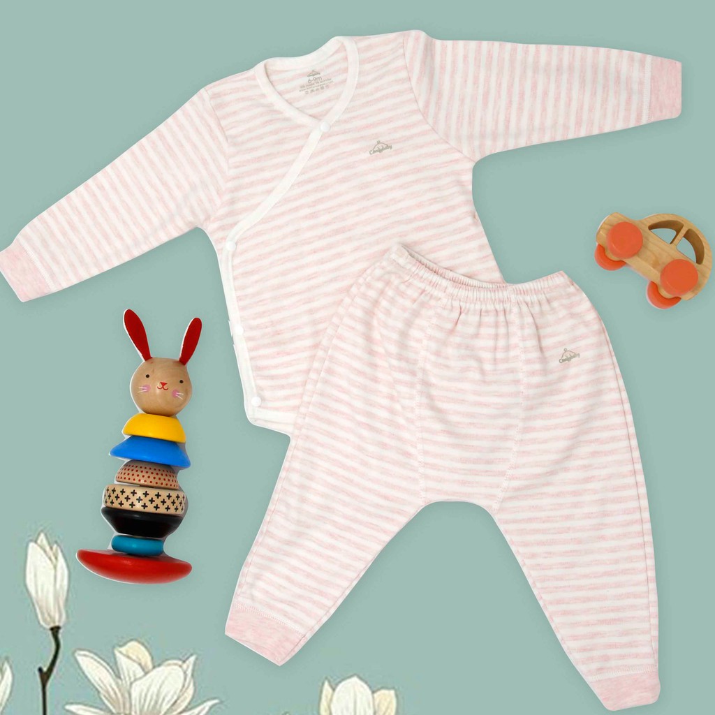 Set bodysuit giữ ấm ngực dài tay kèm quần rời 100% Cotton cho bé ComfyBaby size từ 3-12 tháng hàng chính hãng