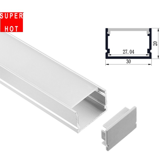 Thanh Nhôm Chữ U Cho LED Dây Kích Thước 30 x 20mm