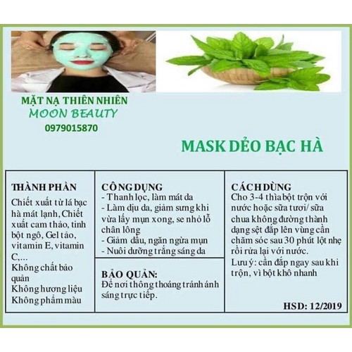 [Dẻo-dễ lột] Mặt Nạ Dẻo Bạc Hà chuyên dành cho da dầu da mụn trong spa