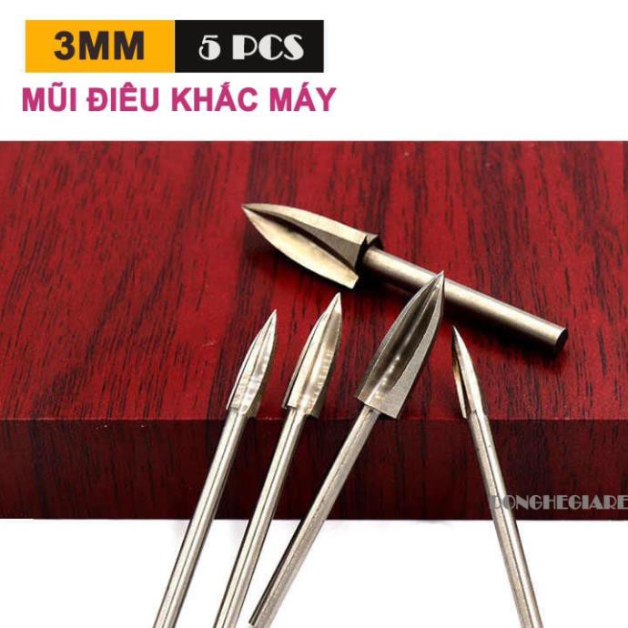 Bộ 5 mũi điêu khắc gỗ cho máy đục gỗ cầm tay (DCG)