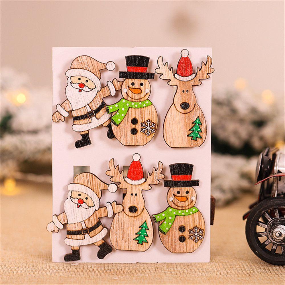 Kẹp Gỗ Mini Hình Ông Già Noel / Tuần Lộc Trang Trí Giáng Sinh DIY