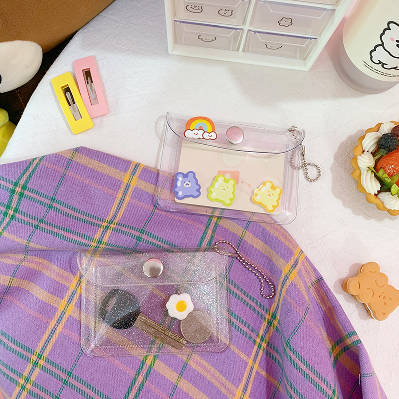 【cfh】Ví Đựng Thẻ Bằng Nhựa Trong Suốt Xinh Xắn Tiện Dụng