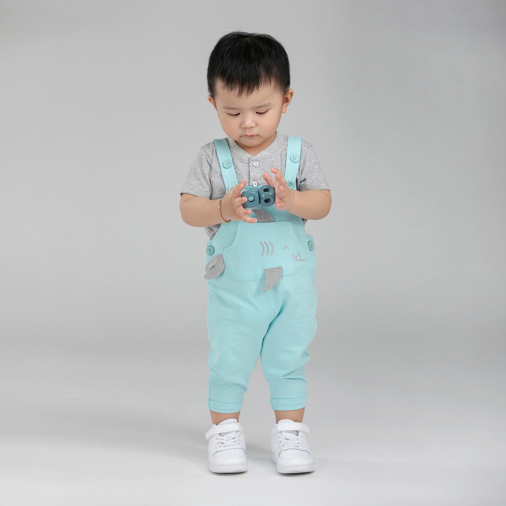 Bộ Jumpsuit quần dài sơ sinh BAA BABY hình cá mập cho bé trai - BN-JS05C