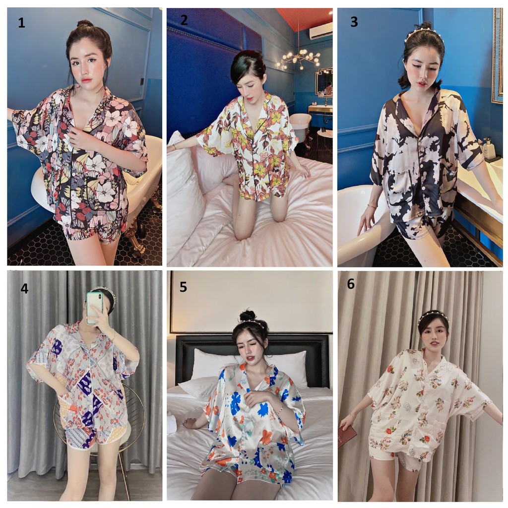 Đồ Bộ Lụa Latin- Tay Cánh Dơi Quần Đùi