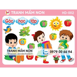 Decal mầm non-GÓC HỌC TẬP-002 khổ lớn 127x80