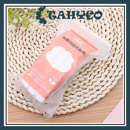 Bông tẩy trang 100% cotton 2 mặt dày dặn (50 miếng) bông tẩy trang mềm mại không dệt bông tự nhiên TAHYCO