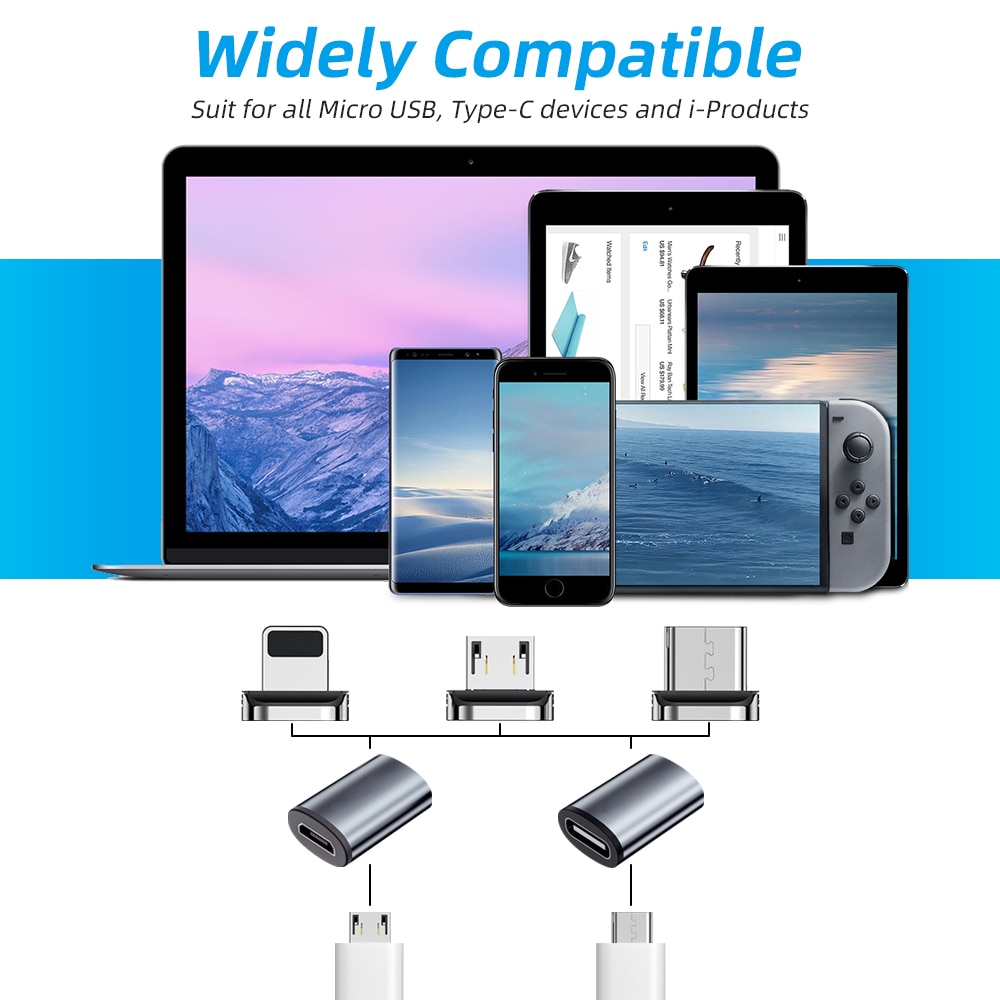 Đầu chuyển đổi sạc ANKNDO Type C / Micro USB có nam châm thích hợp cho điện thoại Samsung