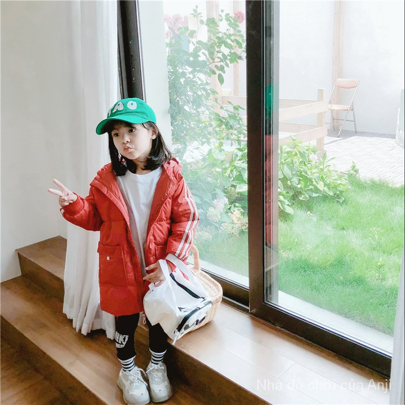 2021New Children Long Coat Color Autumn And Winter Thick Hooded Coat
