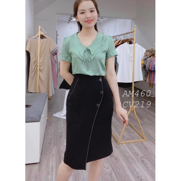 Chân váy bút chì trần chỉ cách điệu trẻ trung