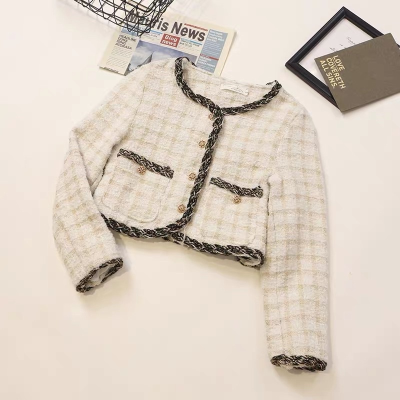 Áo Khoác Dạ Sọc Caro Đính Nút Sang Chảnhhh✨