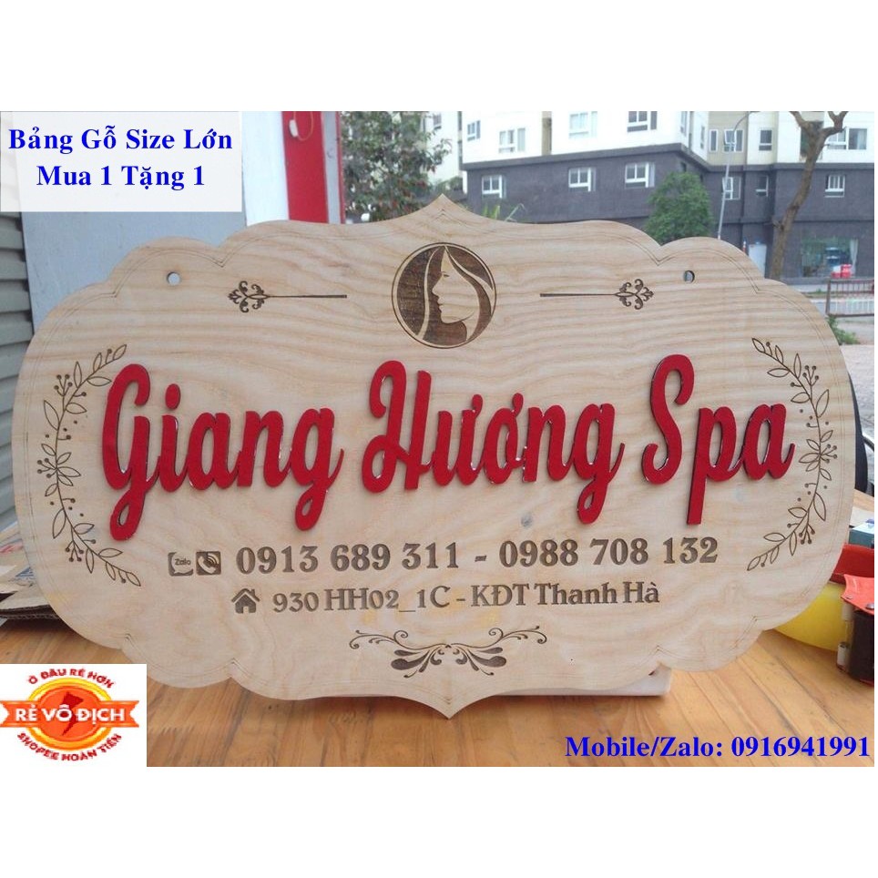 Bảng Gỗ Size Lớn - Treo Cửa Hàng - Thiết Kế Theo Yêu Cầu - Mua 1 Tặng 1