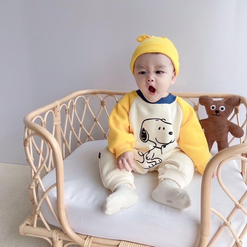Body dài tay cho bé, nỉ bông ấm in hình họa tiết cute cho bé 4-11kg