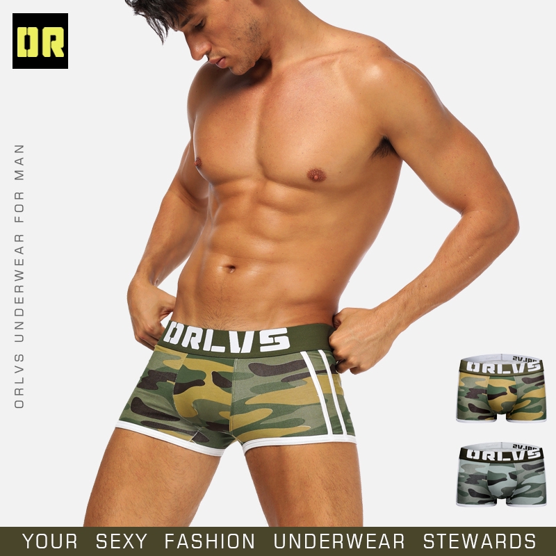 [ORLVS]Sexy Boxer Men Underwear Man Underpants Boxershorts Men Camouflage Mens Boxer Slip Boxers Shorts OR144