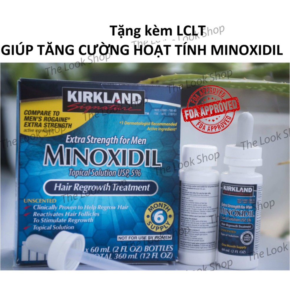 Minoxidil 5% Kirkland Signature 1 lọ 60ml- Tặng kèm gói LCLT hỗ trợ mọc râu, mọc tóc- Costco USA