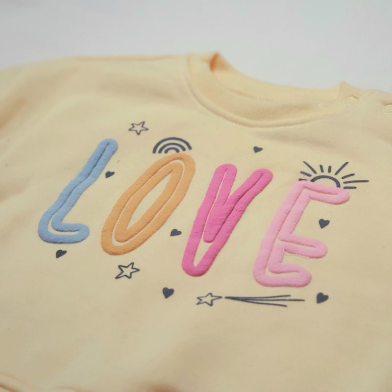 Áo nỉ cánh dơi All basic xuất dư bé gái in nổi dễ thương size 9M 18M - LOVE printed sweater for baby girl