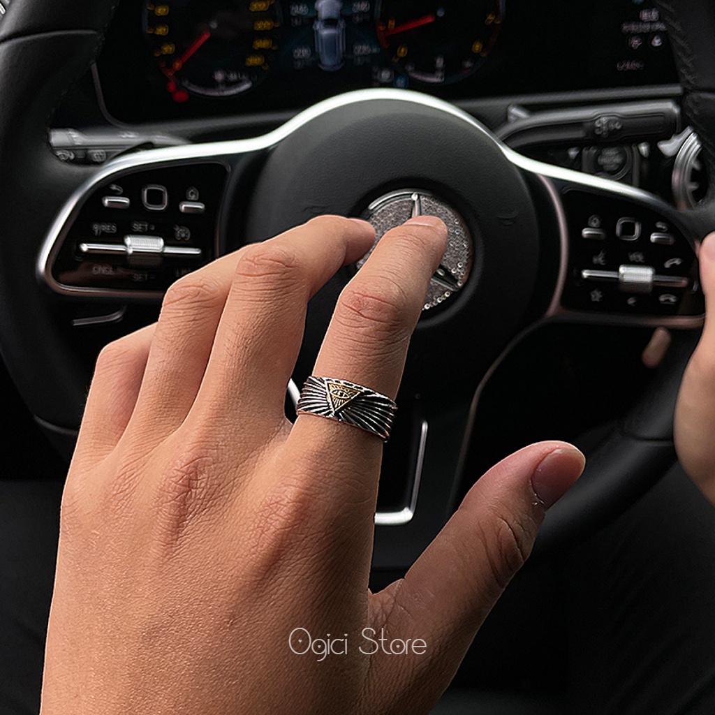 Nhẫn nam nữ thời trang, Nhẫn nam Eye of Horus vòng mở  xu hướng cổ điển thời thượng, Cá tính, Unisex